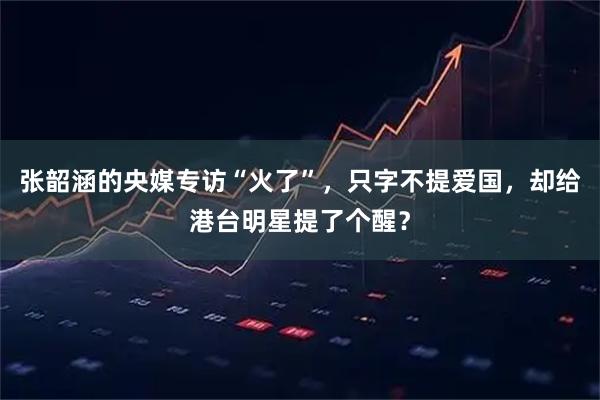 张韶涵的央媒专访“火了”，只字不提爱国，却给港台明星提了个醒？